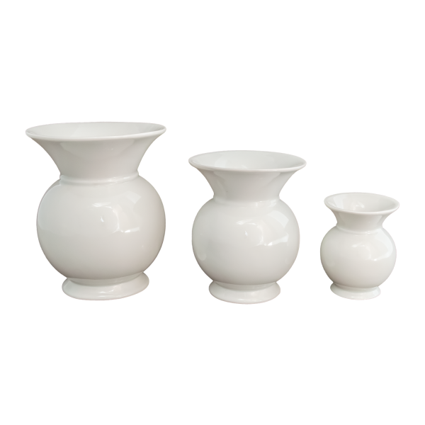 Blumen-Vase rund weiß Porzellan in verschied. Größen